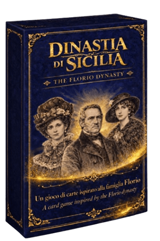 Dinastia di Sicilia card game box featuring the Florio dynasty