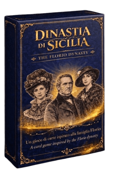 Dinastia di Sicilia card game box featuring the Florio dynasty